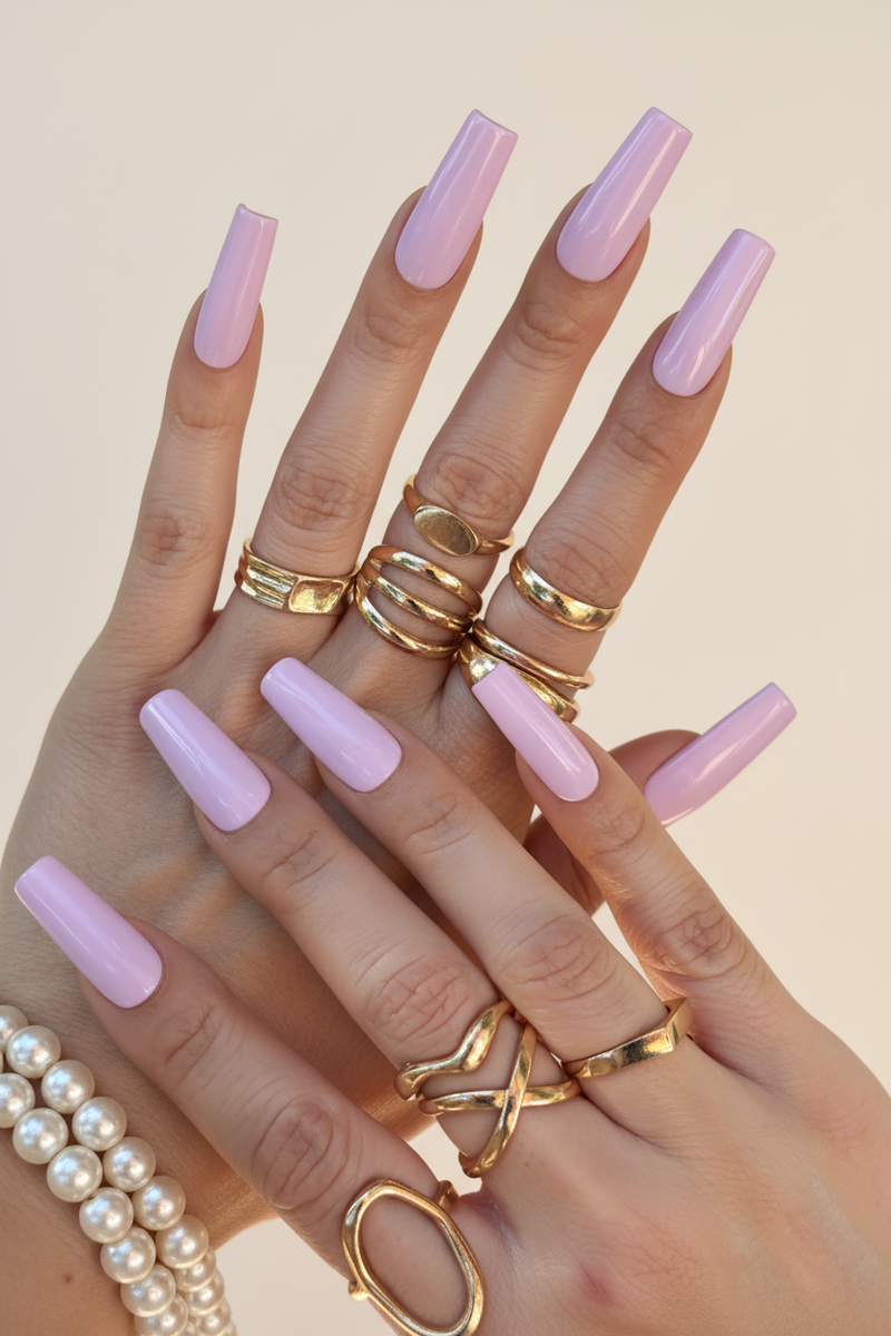 Lavender Pink with Gold Rings